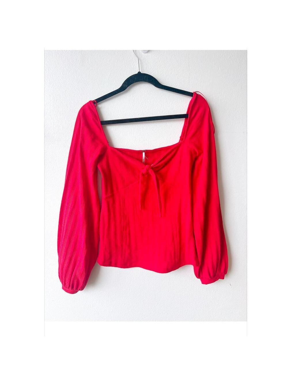 Free People Women's Red and Pink Blous